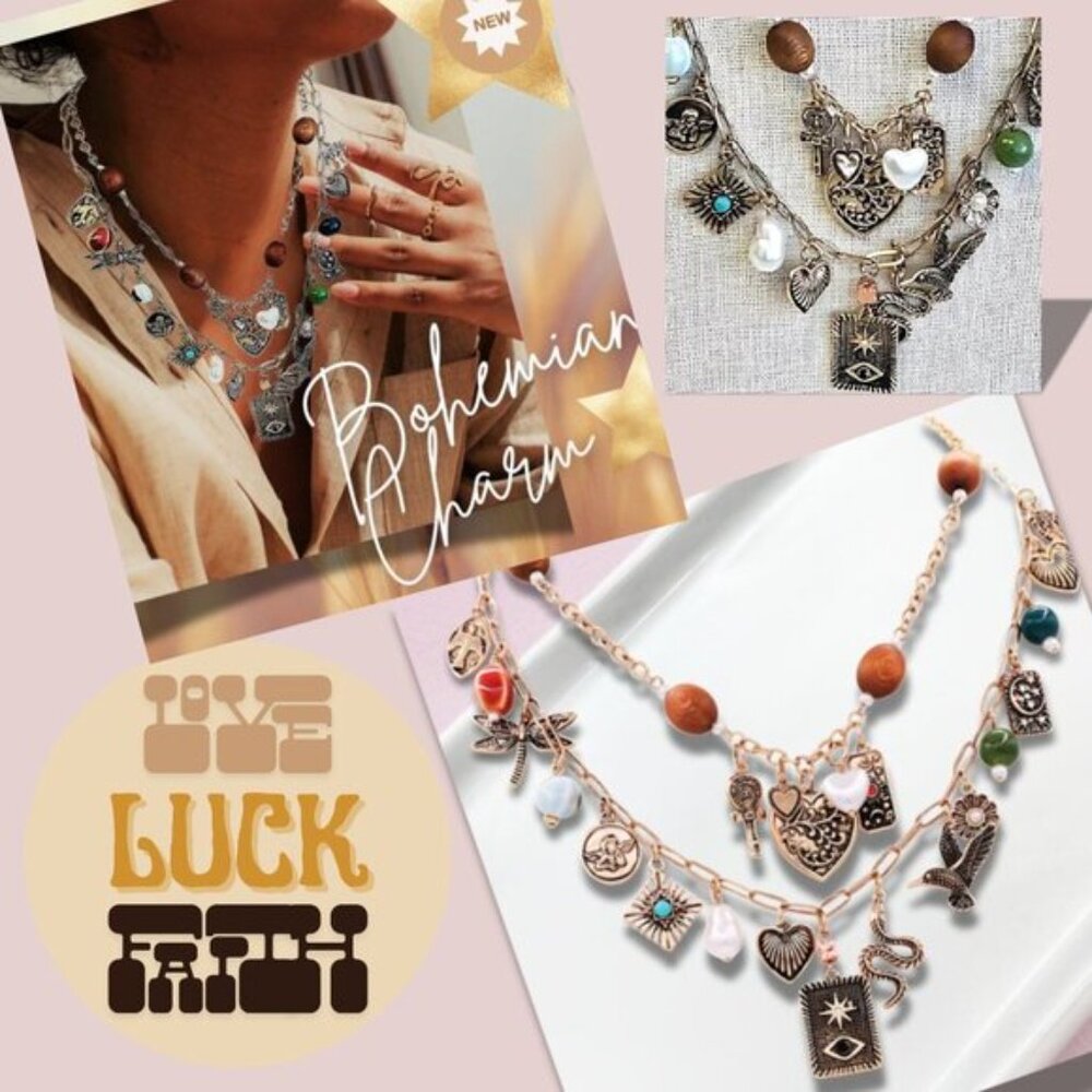 Free People Maxamillion Style Boho Vibe Vintage Charm Chain Necklaces Collection